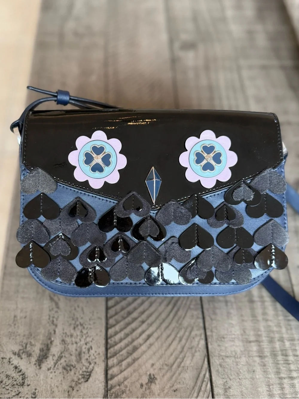 Rare Novelty Kate Spade medium flap Owl Zibbi Leather Crossbody MSRP $329